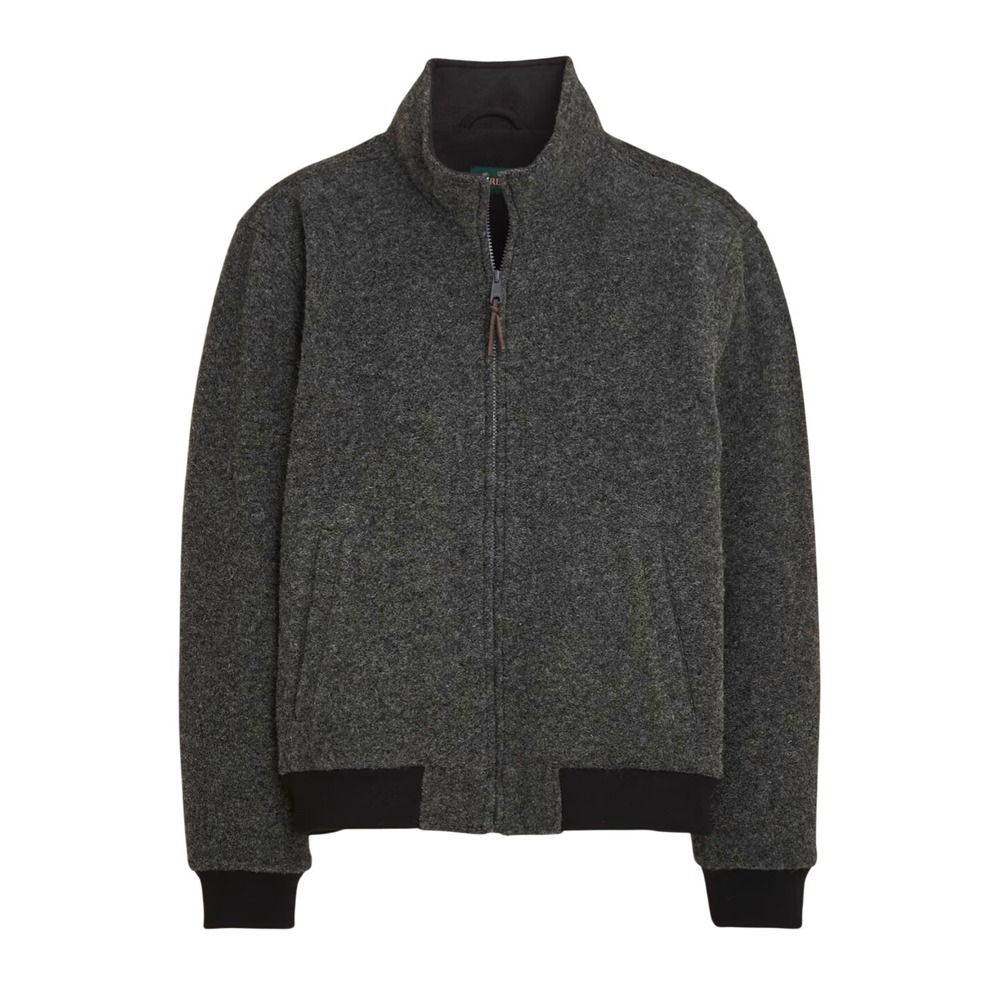 J.Crew Wool blend fleece Jacket sz XXL Charcoal Grey Bomber heritage preppy